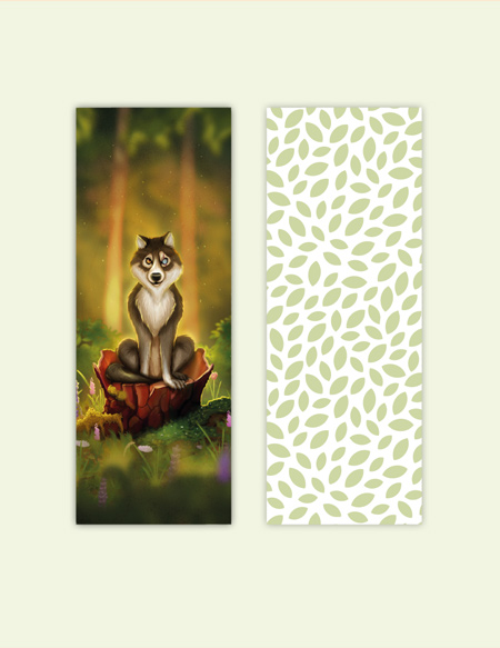 Marque-page loup fleur forêt