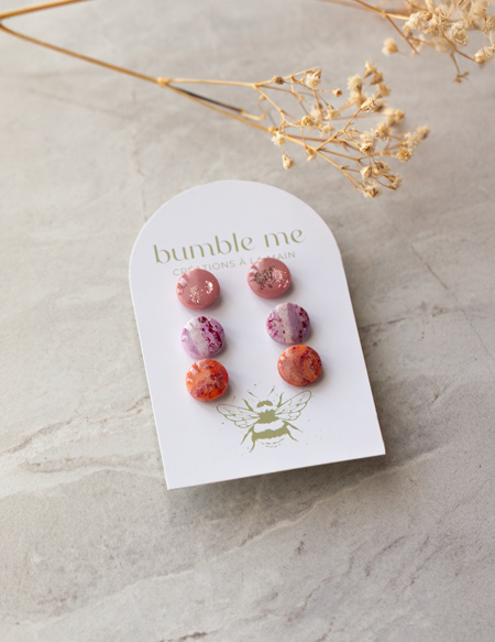 Puces boucles d'oreille pate fimo artisanat fait main